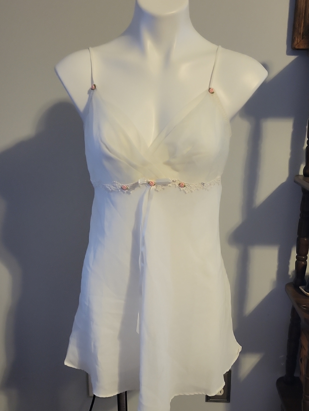 Adore Ivory Sheer Chemise with Rose Accents